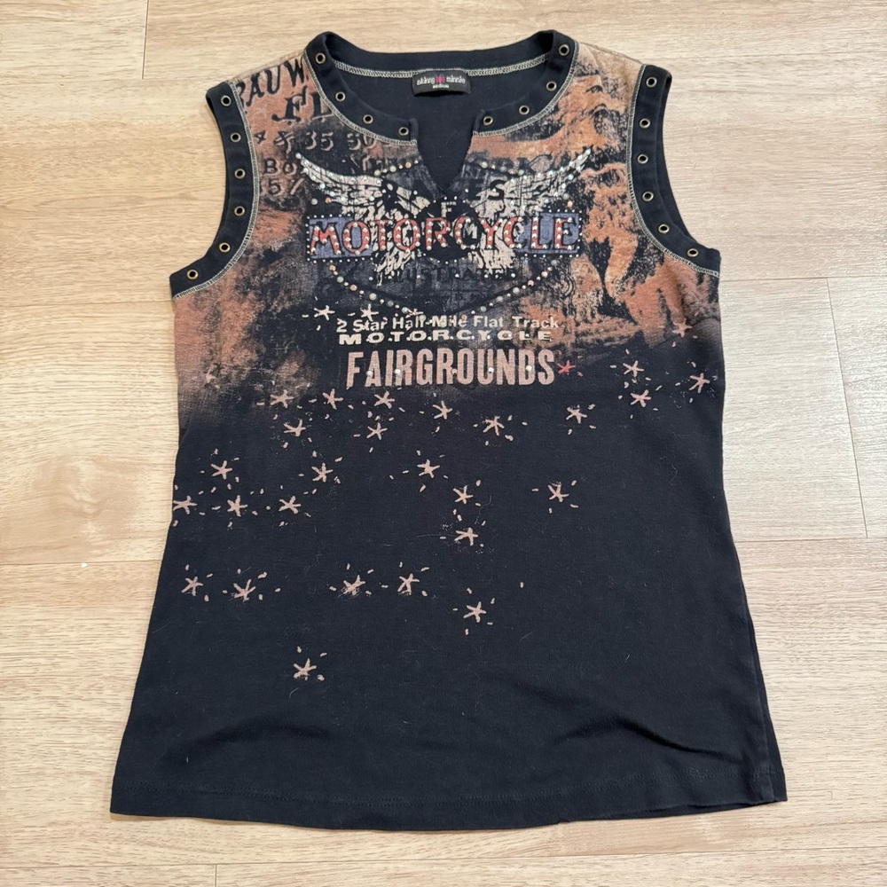 Western Sleeveless Tank Top Skinny Minnie Y2K